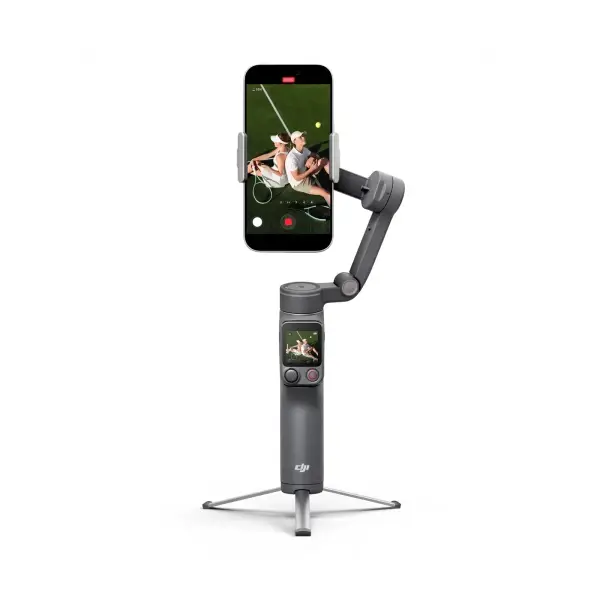 Стедикам DJI Osmo Mobile 8P для телефона, Creator Combo — вид спереди с примером установки телефона