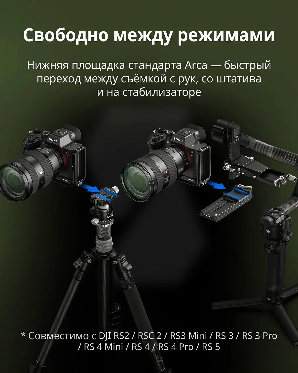 L-образная площадка SmallRig 6706: с рук, со штатива и на стабилизаторе DJI RS