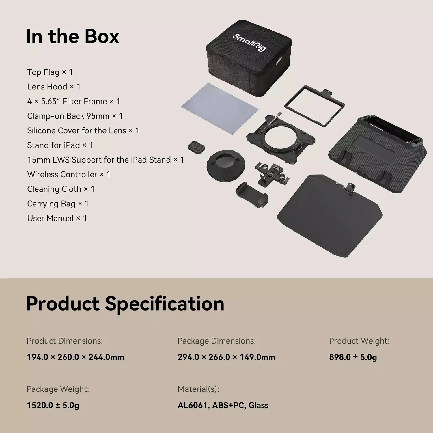 Телесуфлер SmallRig с поддержкой фильтров 4x5.65" 3646