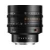 Объектив TTartisan 50 мм T2.1 Full Frame Cine Dual-Bokeh для Canon EOS R — вид сбоку на белом фоне, шкалы фокуса и диафрагмы