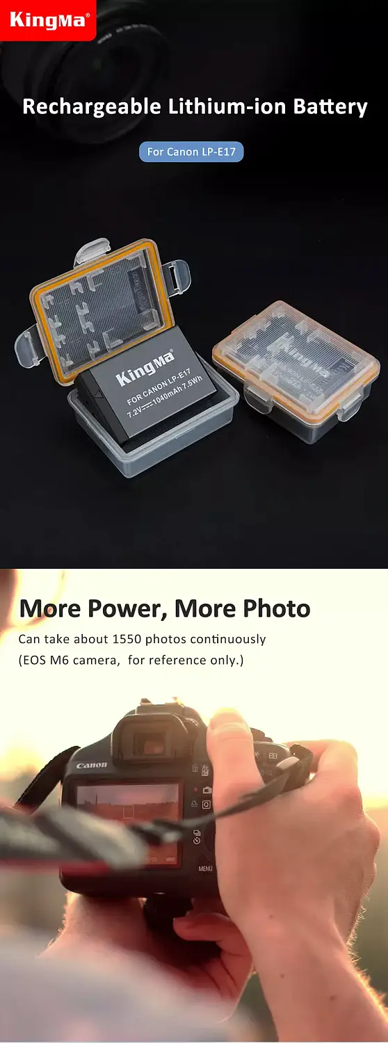 Аккумулятор Kingma LP-E17 для Canon 800D, 750D, 760D, 250D, 200D, 77D, М3, М5, RP, R10, R100, R8, R50
