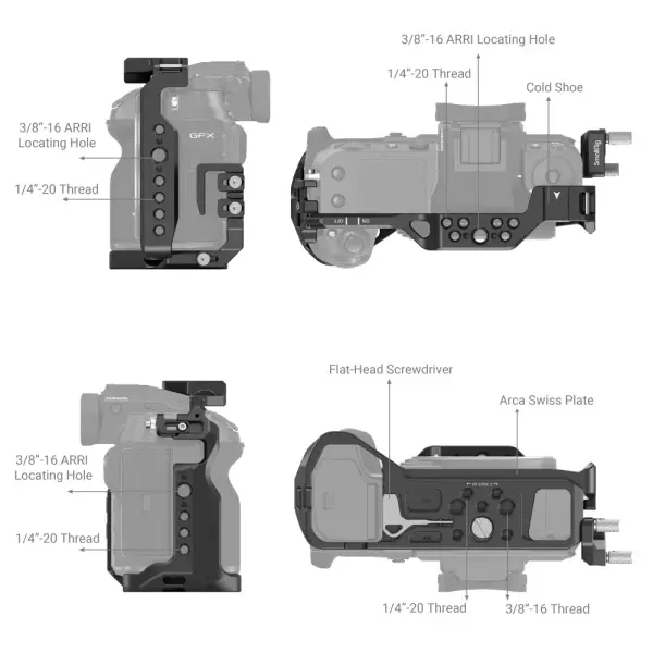 Клетка SmallRig с держателем кабеля для FUJIFILM GFX100S, GFX50S II 3715