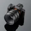 Объектив TTartisan 50 мм T2.1 Full Frame Cine Dual-Bokeh для Sony E — установлен на камеру Sony: камера, объектив и отражение целиком по центру кадра