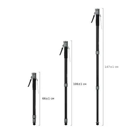 Рабочая высота монопода SmallRig 6284: 66, 106 и 147 см