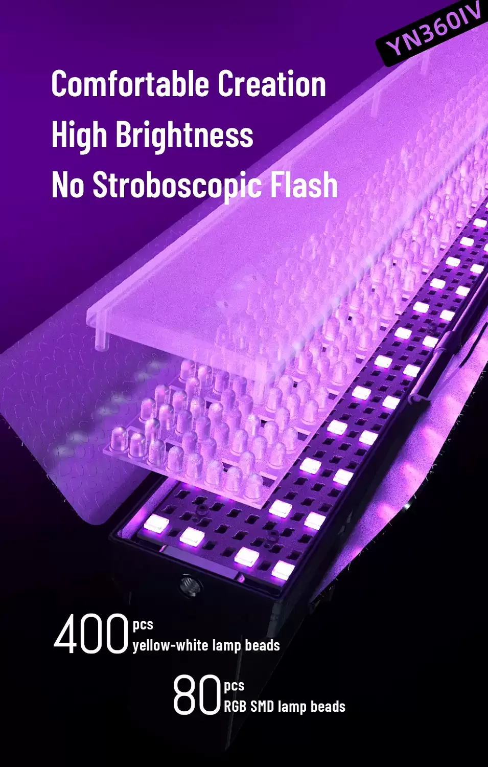 Светодиодный свет Yongnuo YN360 IV 2000-10000К, RGB с шторками