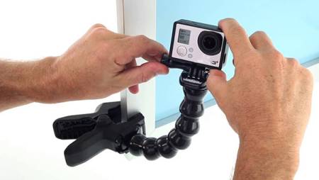 Гибкое шарнирное крепление Telesin Gooseneck с прищепкой Jaws Flex Clamp для Gopro