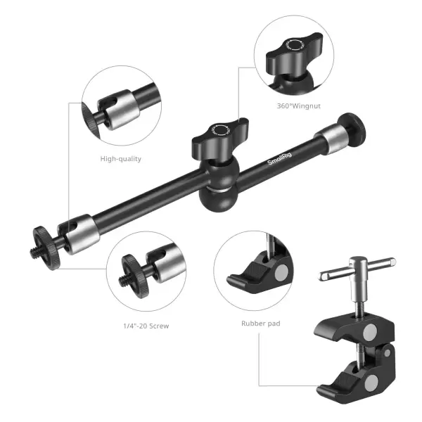 Шарнирный держатель SmallRig с клэмпом и креплением для телефона (9.8