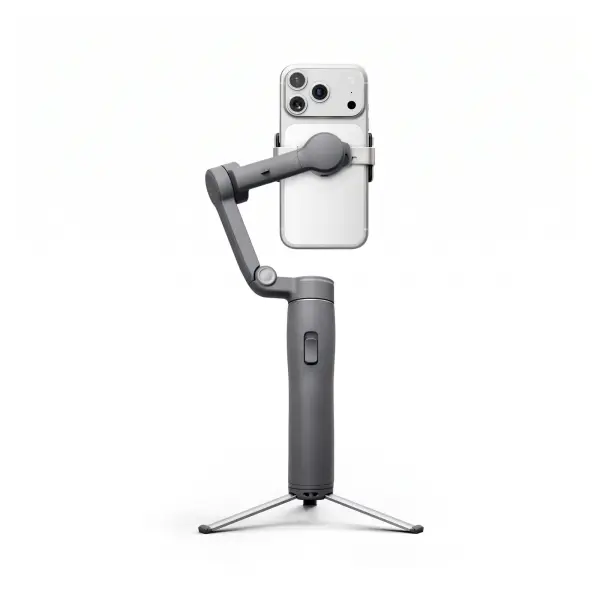 Стедикам DJI Osmo Mobile 8P для телефона, Creator Combo — вид сзади с примером установки телефона