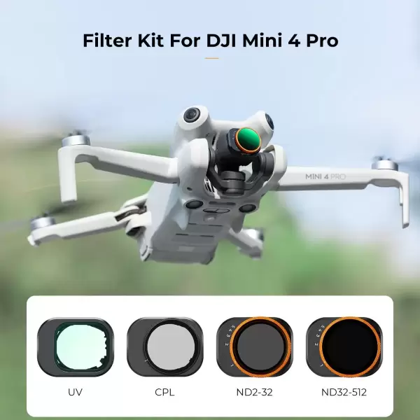 Комплект фильтров K&F concept VND + UV + CPL (CPL+UV+adjustable ND2-32+adjustable ND32-512) для DJI Mini 4 Pro Комплект фильтров K&F concept VND + UV + CPL (CPL+UV+adjustable ND2-32+adjustable ND32-512) для DJI Mini 4 Pro