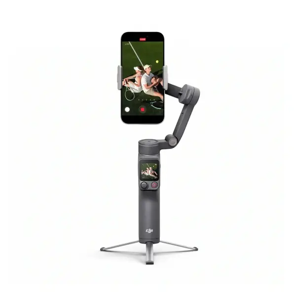 Стедикам DJI Osmo Mobile 8P для телефона, Advanced Tracking Combo — вид спереди с примером установки телефона
