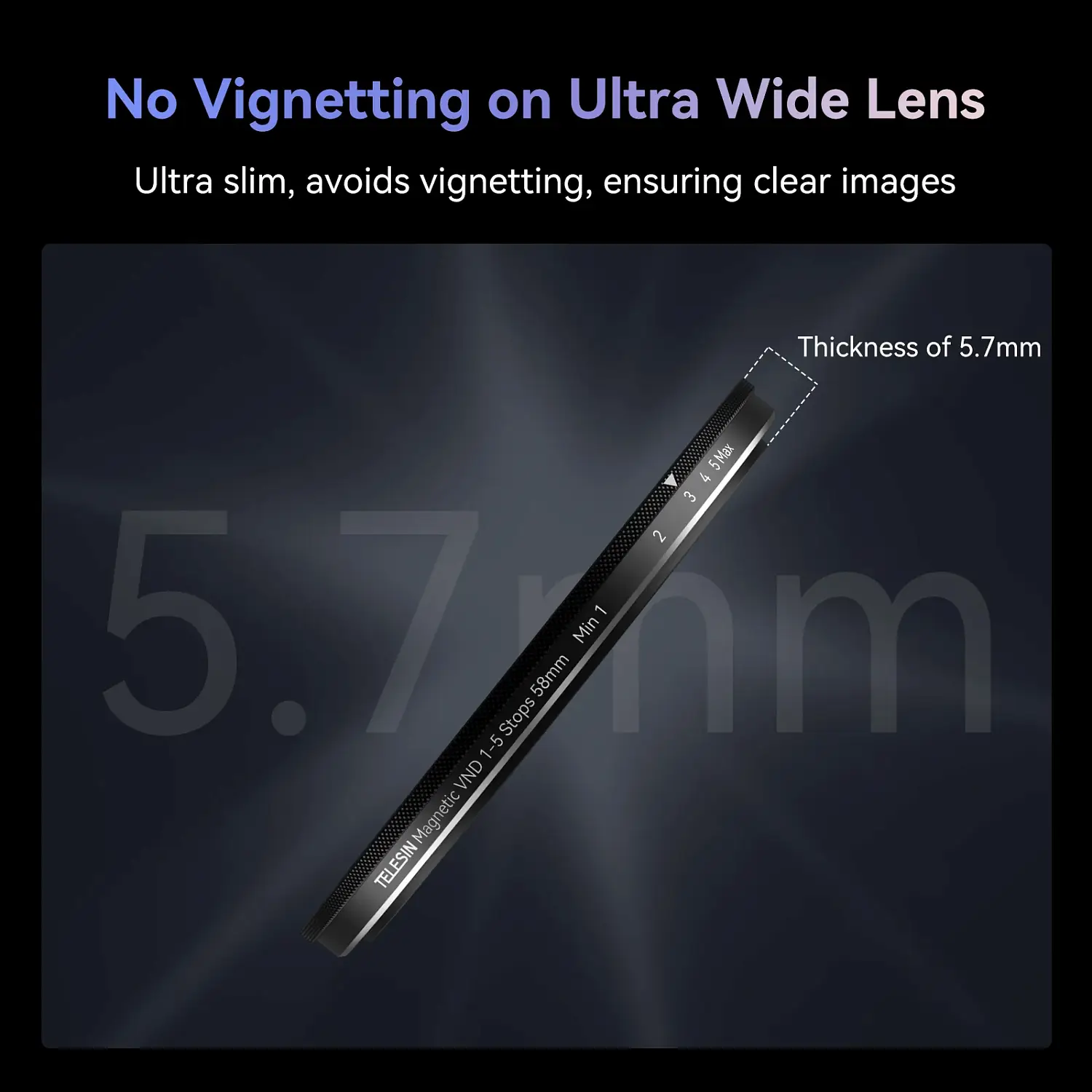 Фильтр магнитный Telesin 58 мм VND ND2-ND32 для чехла iPhone 15 Pro, 15 Pro Max