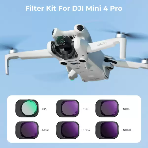Комплект фильтров K&F concept CPL и ND (CPL+ND8+ND16+ND32+ND64+ND128) для DJI Mini 4 Pro Комплект фильтров K&F concept CPL и ND (CPL+ND8+ND16+ND32+ND64+ND128) для DJI Mini 4 Pro