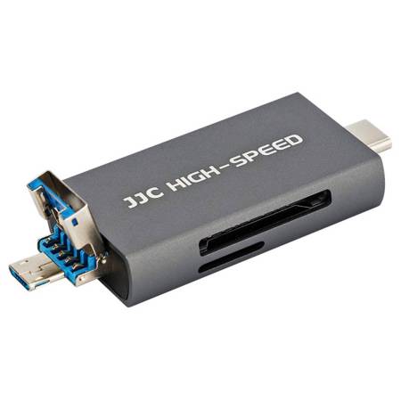 Картридер JJC CR-UTC4AC GRAY USB 3.1, Micro USB 2.0, Type-C 3.1 для карт SD, microSD